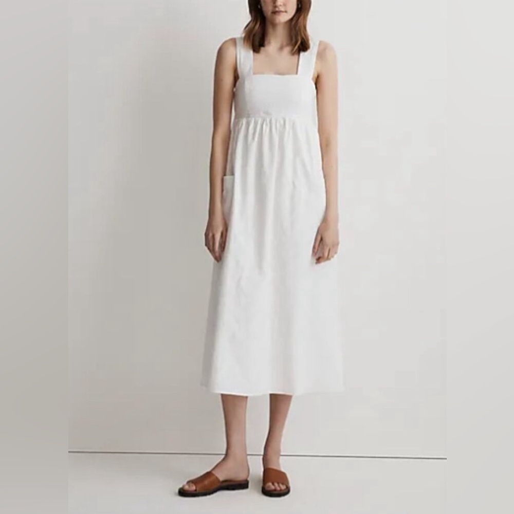 MADEWELL NWOT Cutout-Back Empire Midi Dress Cotton White  14